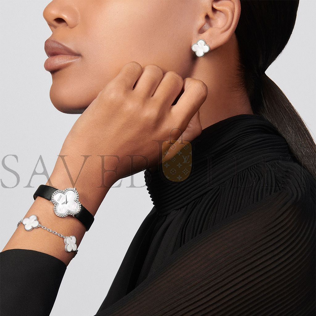 VAN CLEEF ARPELS VINTAGE ALHAMBRA EARRINGS - WHITE GOLD, MOTHER-OF-PEARL  VCARF48600